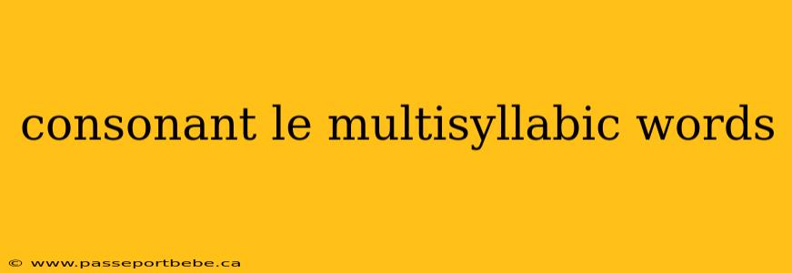 consonant le multisyllabic words