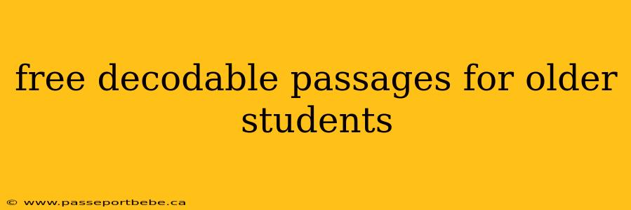 free decodable passages for older students