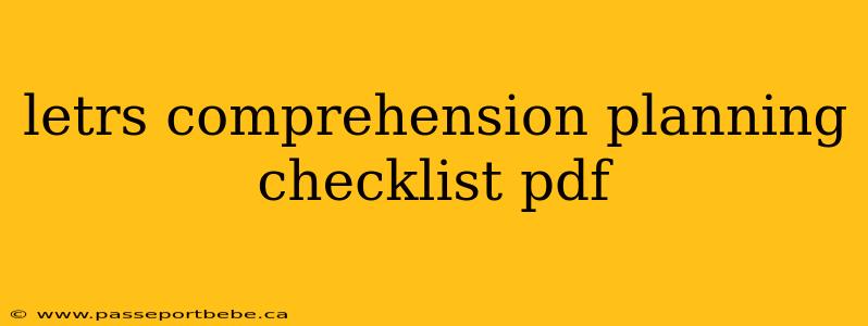 letrs comprehension planning checklist pdf