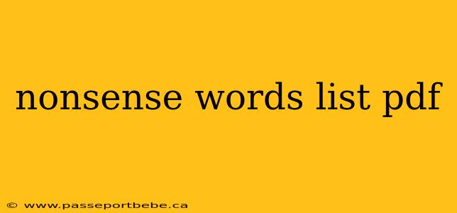 nonsense words list pdf