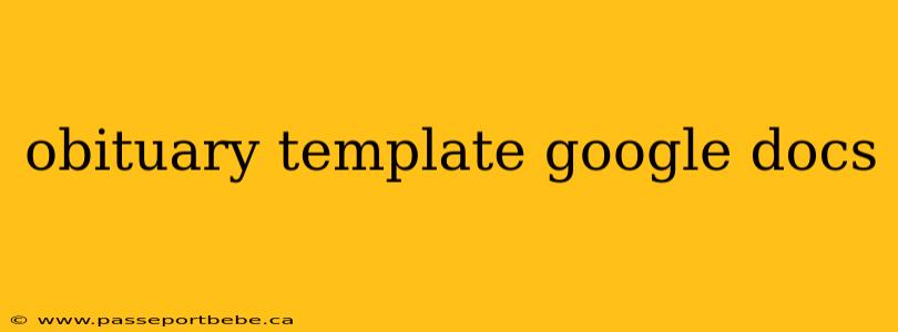 obituary template google docs