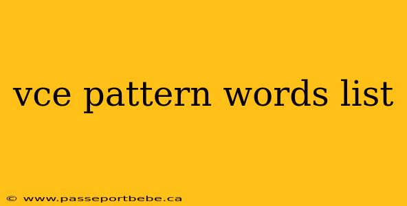 vce pattern words list