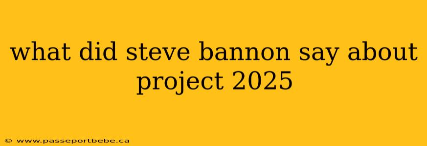 what did steve bannon say about project 2025