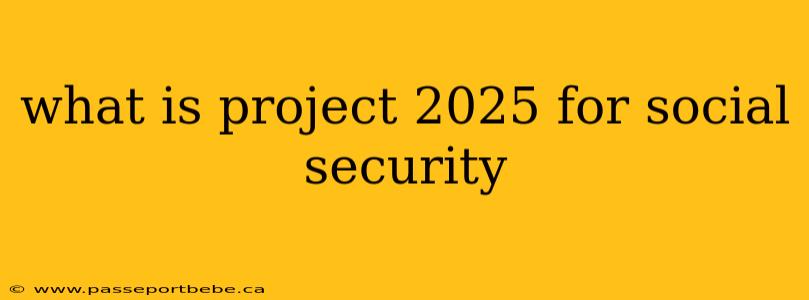 what is project 2025 for social security