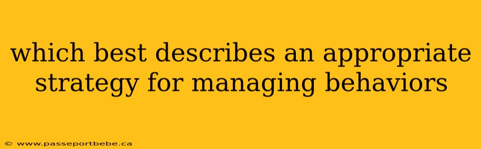 which best describes an appropriate strategy for managing behaviors